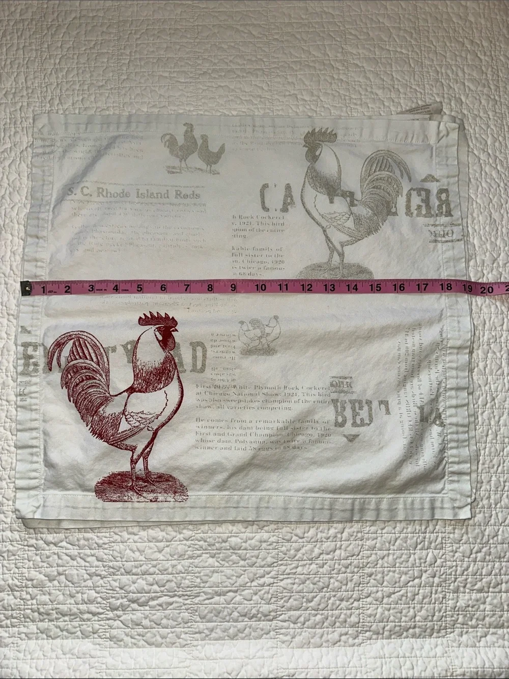 Williams Sonoma Hand Towel White Cotton Rooster Print Kitchen Towel